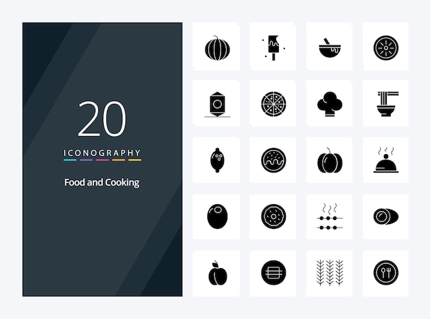 Free vector 20 food solid glyph icon for presentation