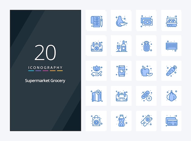 Free vector 20 grocery blue color icon for presentation vector icons illustration