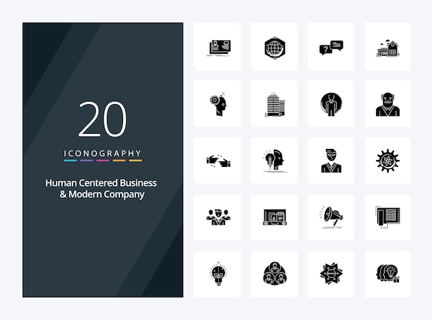 Free vector 20 human centered business and modern company solid glyph icon for presentation