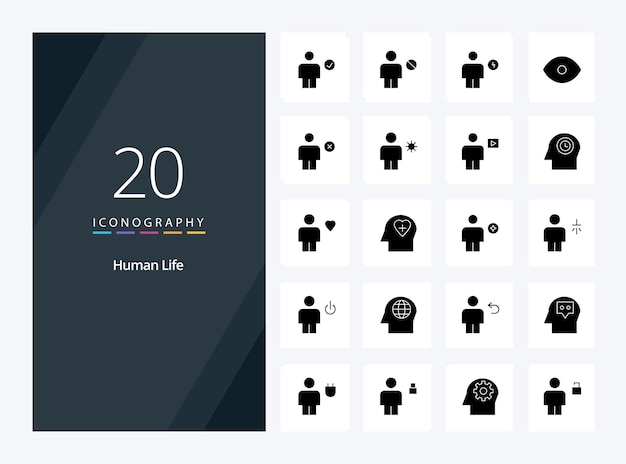 20 human solid glyph icon for presentation vector icons illustration