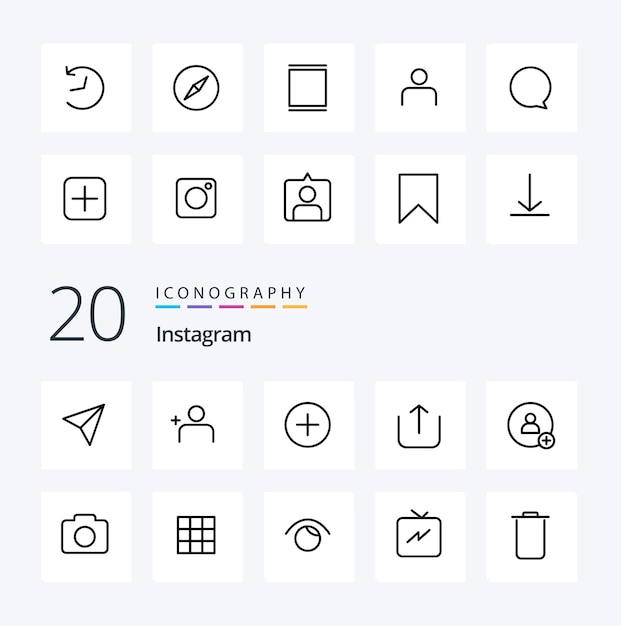 20 Instagram 라인 아이콘 이미지와 같은 팩 instagram 연락처 twitter 추가