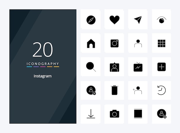 Бесплатное векторное изображение 20 иконка instagram solid glyph для презентации иллюстрация векторных иконок