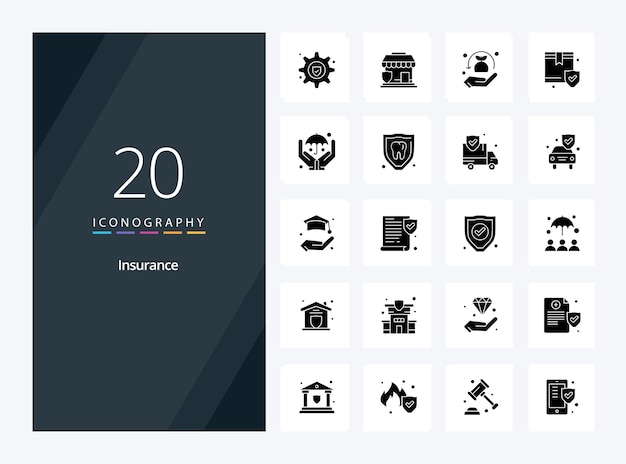 20 insurance solid glyph icon for presentation