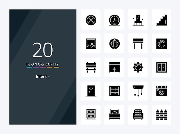 20 interior solid glyph icon for presentation