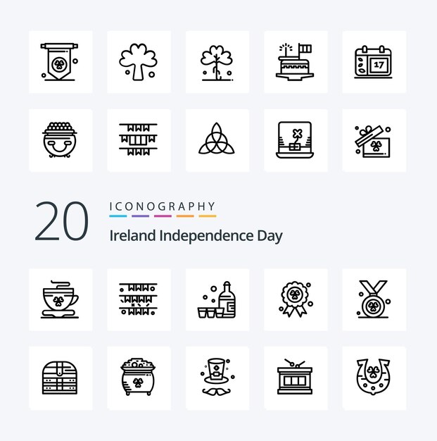 20 Ireland Independence Day Line icon Pack like date calender irish patricks day