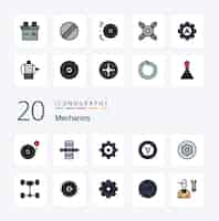 Free vector 20 mechanics line filled color icon pack like studded chassis wheel car screw