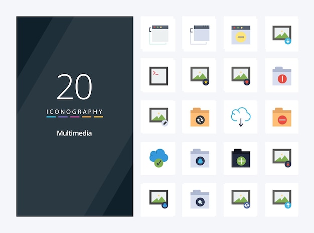 Free vector 20 multimedia flat color icon for presentation vector icons illustration