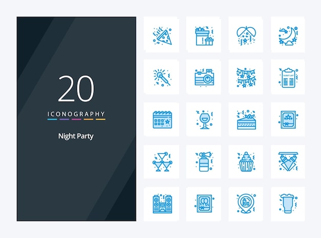 Free vector 20 night party blue color icon for presentation vector icons illustration