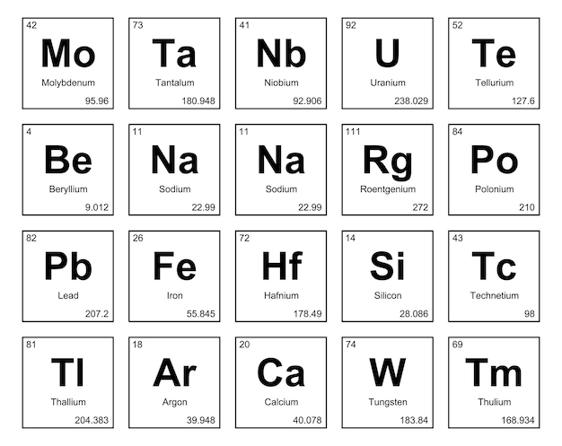 20 Preiodic table of the elements Icon Pack Design Vector illustration