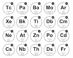 Free vector 20 preiodic table of the elements icon pack design vector illustration