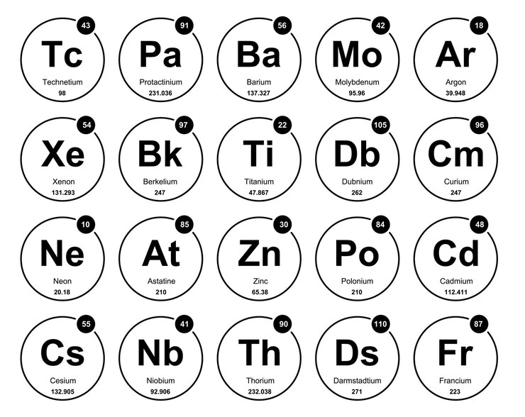 Free Vector 20 preiodic table of the elements icon pack design vector illustration