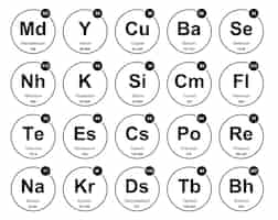 Free vector 20 preiodic table of the elements icon pack design vector illustration