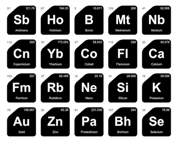 20 preiodic table of the elements icon pack design vector illustration