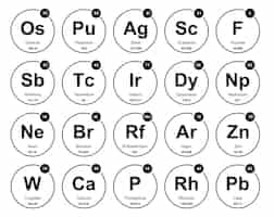 Free vector 20 preiodic table of the elements icon pack design vector illustration