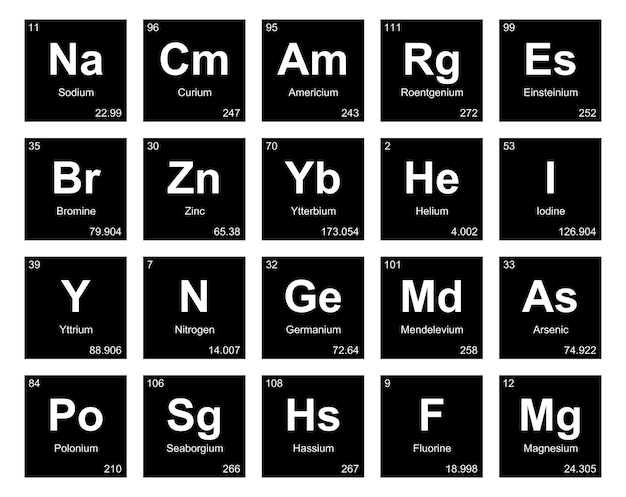 Free vector 20 preiodic table of the elements icon pack design vector illustration