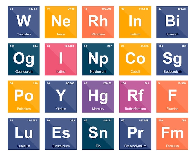 Free vector 20 preiodic table of the elements icon pack design vector illustration