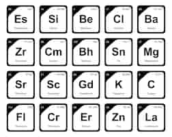 Free vector 20 preiodic table of the elements icon pack design vector illustration