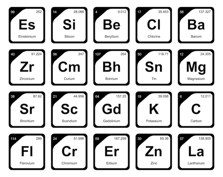 Free Vector 20 preiodic table of the elements icon pack design vector illustration