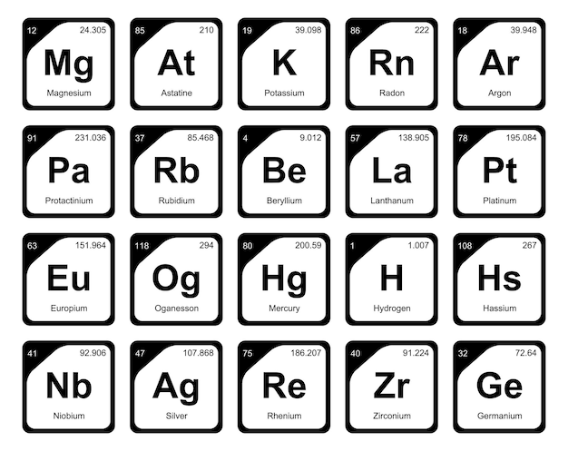 Free vector 20 preiodic table of the elements icon pack design