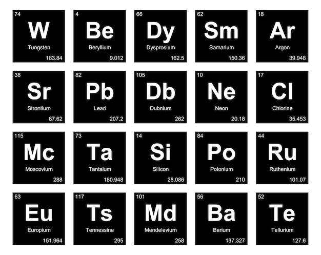 Free vector 20 preiodic table of the elements icon pack design