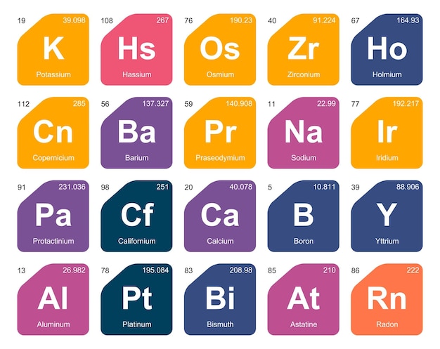 Free vector 20 preiodic table of the elements icon pack design