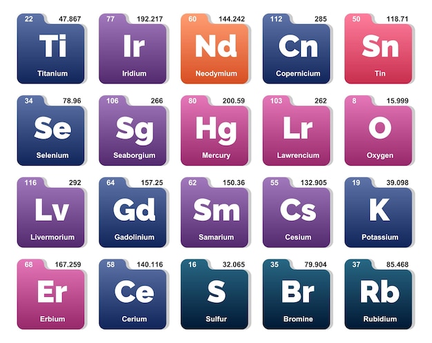 Free vector 20 preiodic table of the elements icon pack design