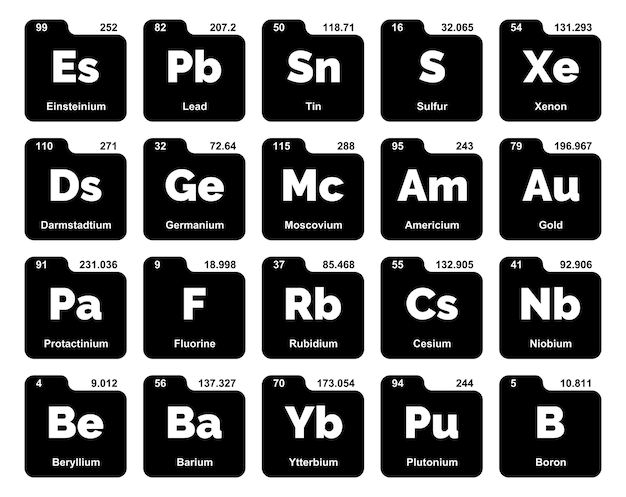 Free vector 20 preiodic table of the elements icon pack design