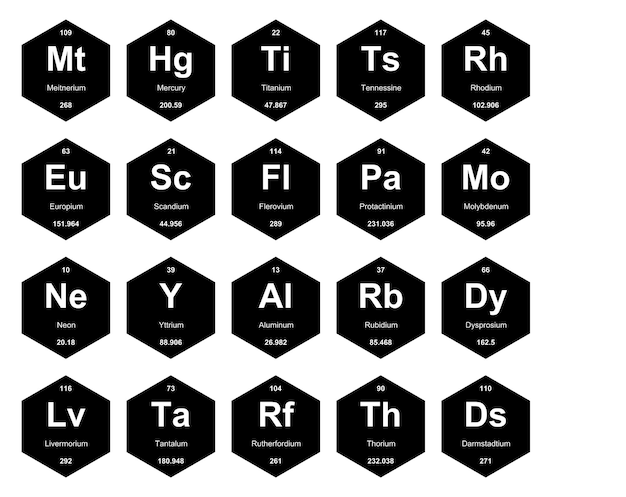 Free vector 20 preiodic table of the elements icon pack design