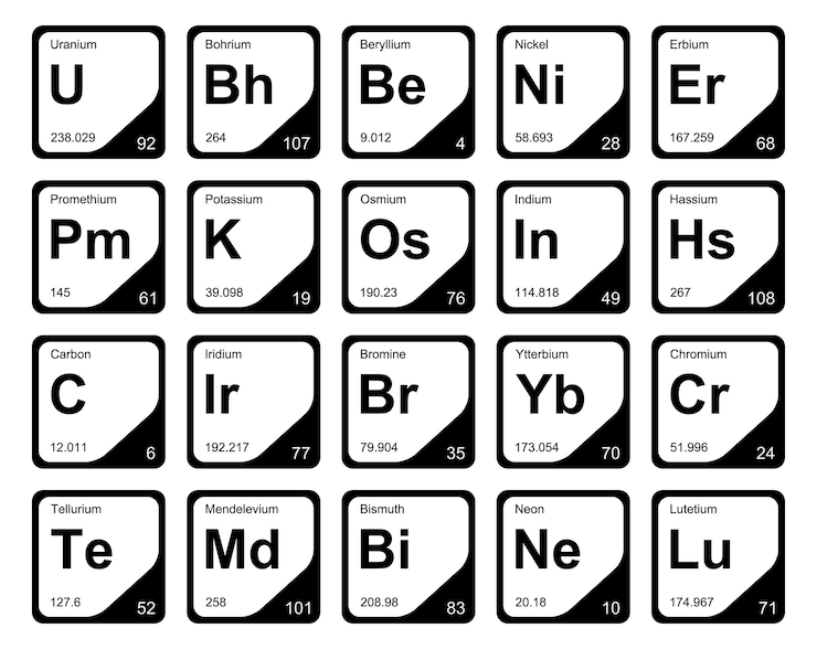 Free Vector 20 preiodic table of the elements icon pack design