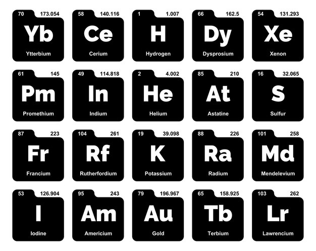 Free vector 20 preiodic table of the elements icon pack design