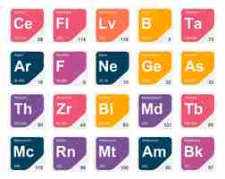 Free vector 20 preiodic table of the elements icon pack design