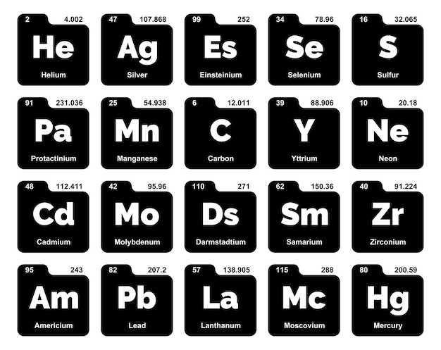 요소 아이콘 팩 디자인 벡터 그림의 20 preiodic 테이블