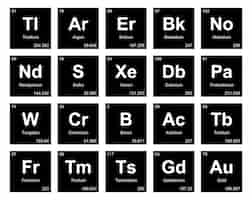무료 벡터 요소 아이콘 팩 디자인 벡터 그림의 20 preiodic 테이블