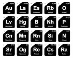 무료 벡터 요소 아이콘 팩 디자인 벡터 그림의 20 preiodic 테이블