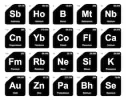無料ベクター 20 要素の周期表アイコン パック デザイン ベクトル図