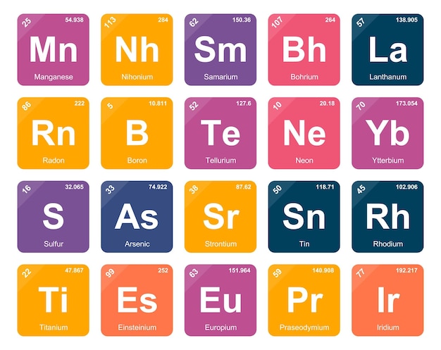 20 要素の周期表アイコン パック デザイン ベクトル図