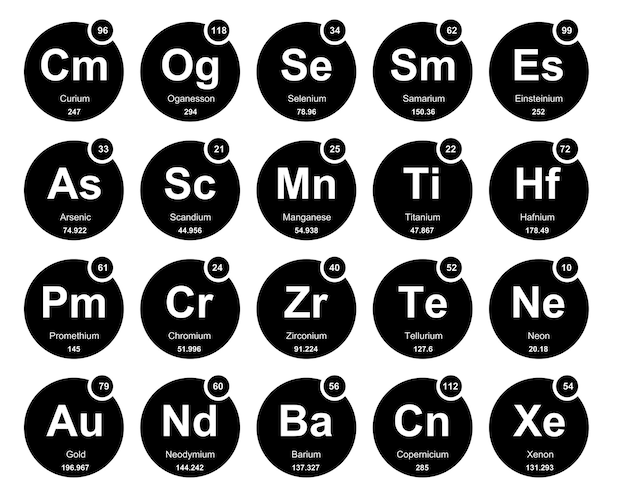 요소 아이콘 팩 디자인 벡터 그림의 20 preiodic 테이블