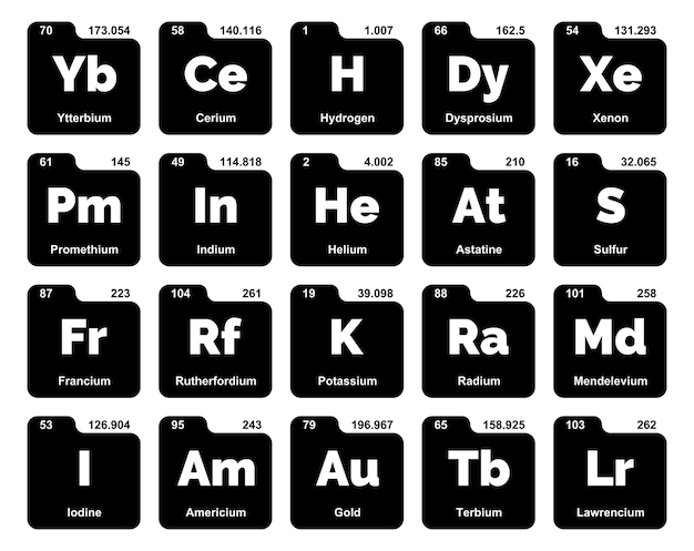 무료 벡터 20 요소 아이콘 팩 디자인의 preiodic 테이블