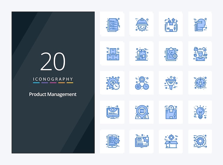 Free Vector 20 product management blue color icon for presentation vector icons illustration