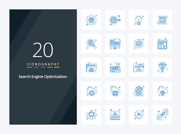 Free vector 20 seo blue color icon for presentation