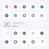 Free vector 20 setting flat color icon pack like setting cogs location setting timer