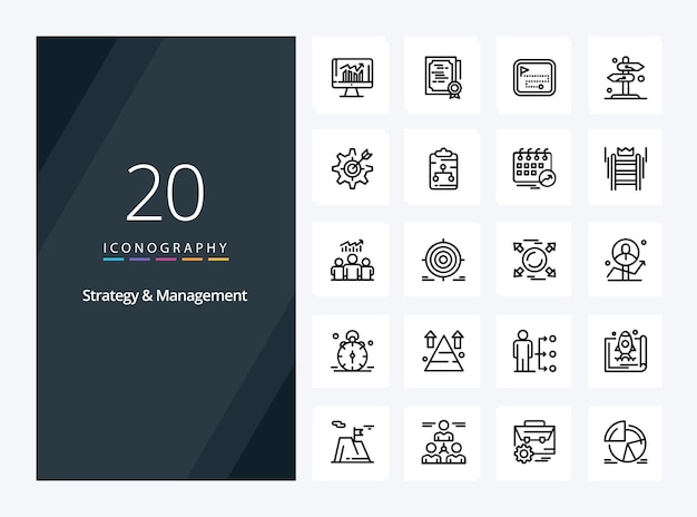 20 Значок схемы стратегии и управления для презентации