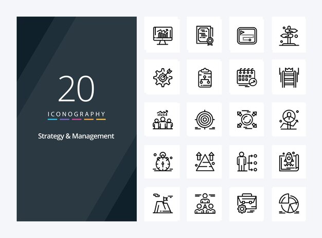 20 Strategy And Management Outline icon for presentation