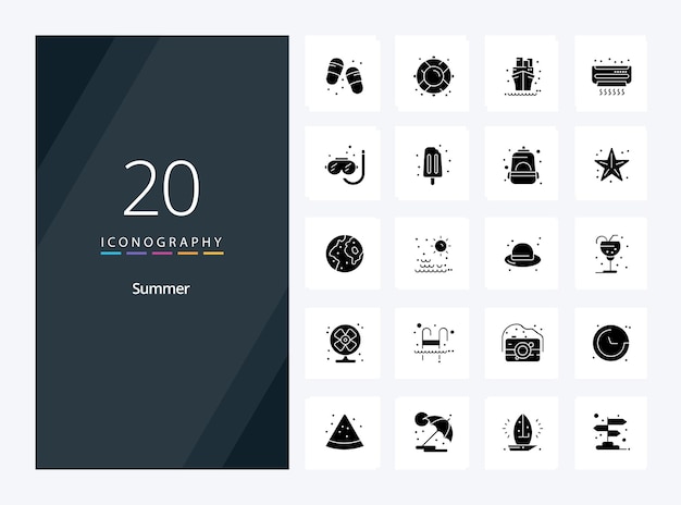 Free vector 20 summer solid glyph icon for presentation vector icons illustration