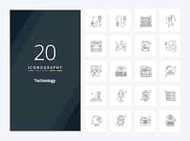 Free vector 20 technology outline icon for presentation vector line icons illustration