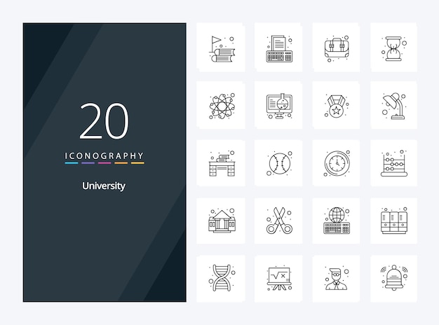 Free vector 20 university outline icon for presentation