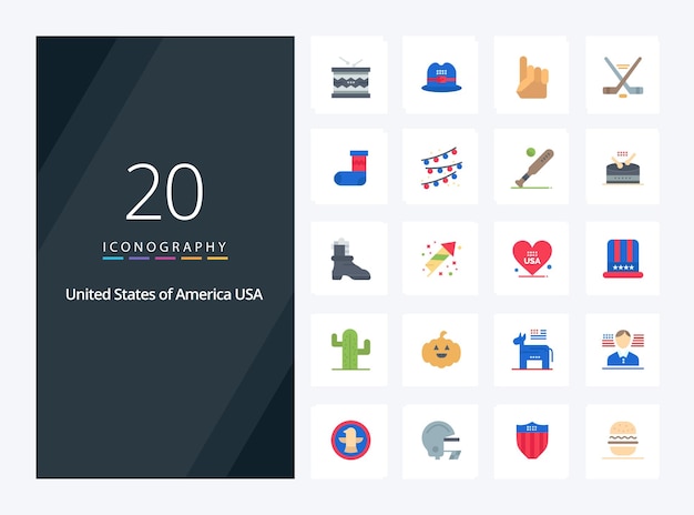 Free vector 20 usa flat color icon for presentation