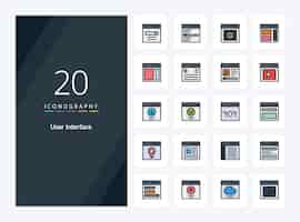 Free vector 20 user interface line filled icon for presentation vector icons illustration