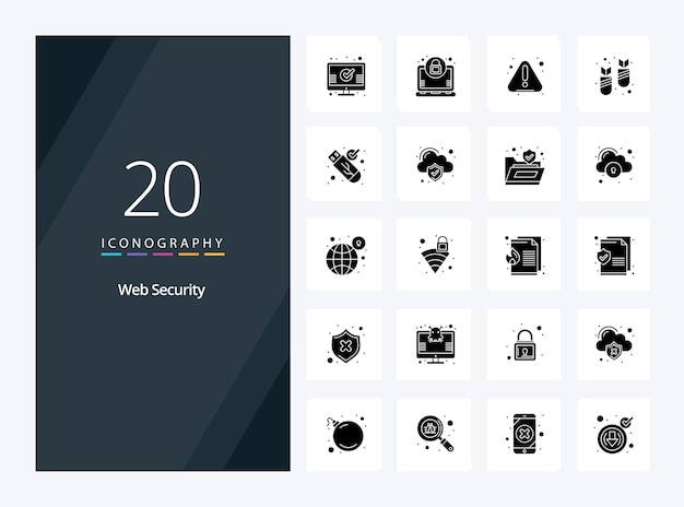 20 web security solid glyph icon for presentation vector icons illustration