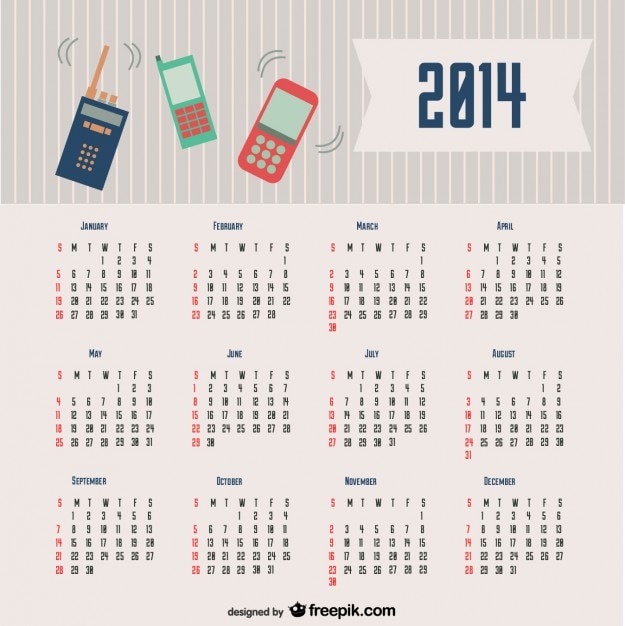 Vettore gratuito 2014 design della comunicazione del calendario